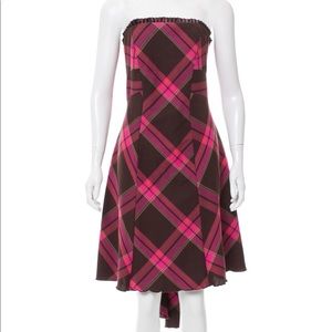 Diane Von Furstenberg Plaid Strapless Dress